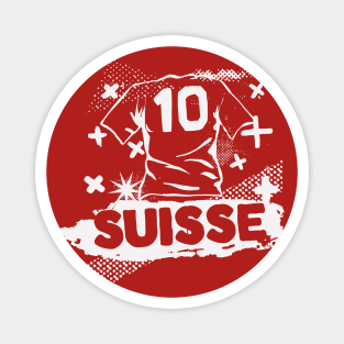 Vintage Swiss Football // Retro Grunge Switzerland Soccer Magnet